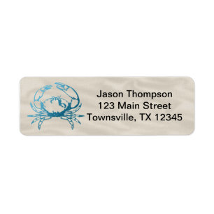 Blue Crab on Linen Label
