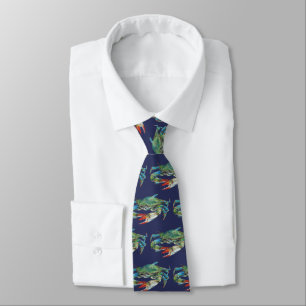Blue Crab on navy Neck Tie