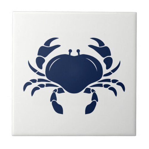 Blue Crab on White Ceramic Tile