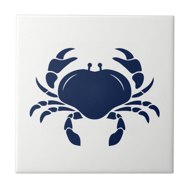 Blue Crab on White Ceramic Tile (Front)