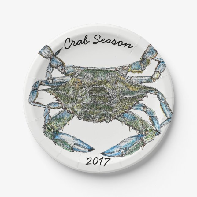 Blue Crab Paper Plates (Front)