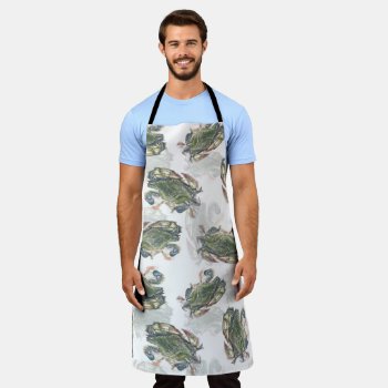 Blue Crab Pattern Apron by Eclectic_Ramblings at Zazzle