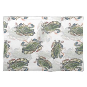 Blue Crab Pattern Cloth Placemat by Eclectic_Ramblings at Zazzle