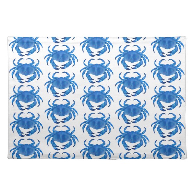 Blue Crab Pattern Cloth Placemat (Front)