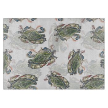 Blue Crab Pattern Cutting Board by Eclectic_Ramblings at Zazzle