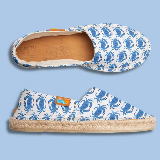 Blue crab pattern espadrilles (Blue crab crustacean pattern espadrilles)