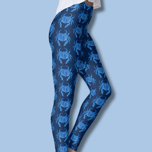 Blue Crab Pattern Leggings