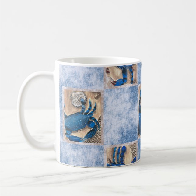 Blue Crab Pattern Mug (Left)
