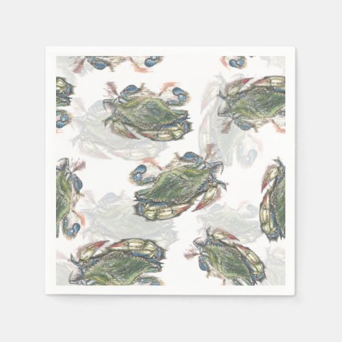 Blue Crab Pattern Napkins