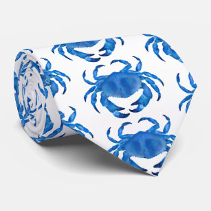Blue Crab Pattern Neck Tie