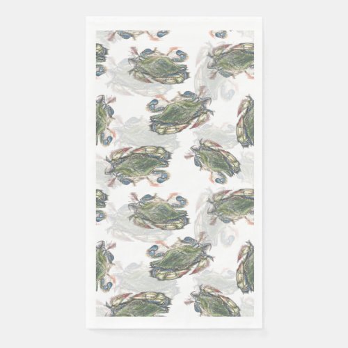 Blue Crab Pattern Paper Guest Towels