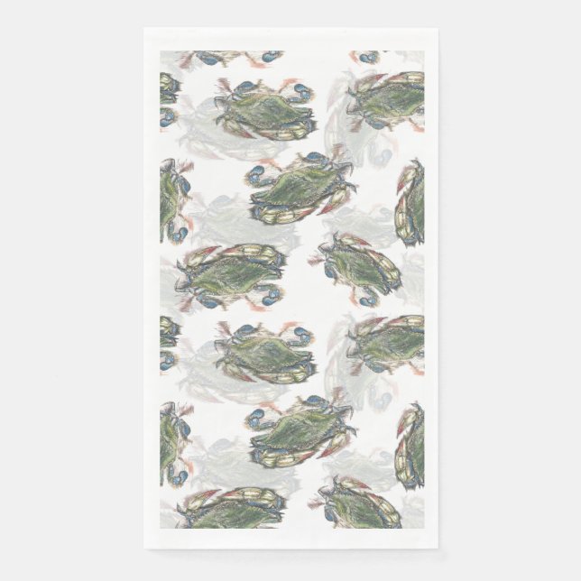 Blue Crab Pattern Paper Guest Towels (Front)
