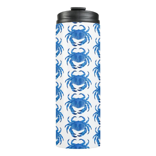 Blue Crab Pattern Thermal Tumbler (Front)