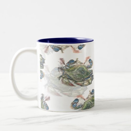 Blue Crab Pattern Two_Tone Coffee Mug