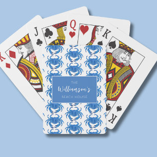 Blue Crab Patternn Family Beach House Poker Cards