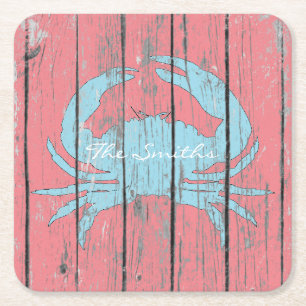 Blue Crab Personalize Square Paper Coaster