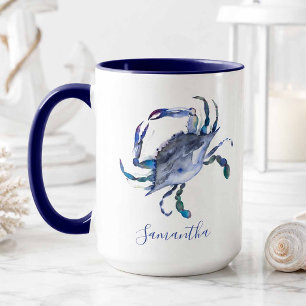 Blue Crab Personalized Beach Theme Coffee Mug