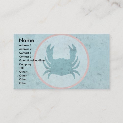 Blue Crab Pink Ring Business Card