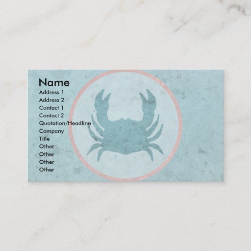 Customizable Blue Crab Pink Ring Business Card
