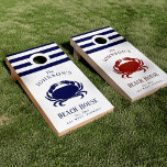 Blue Crab | Red Crab Family Themed Cornhole Set<br><div class="desc">Liven up that family barbecue, family reunion or cabin on the lake with this fun corn hole set. This particular set features a blue or red crab on the center of each cornhole block. Towards the top is an elegant bold stripe pattern. On the bottom are areas for your unique...</div>