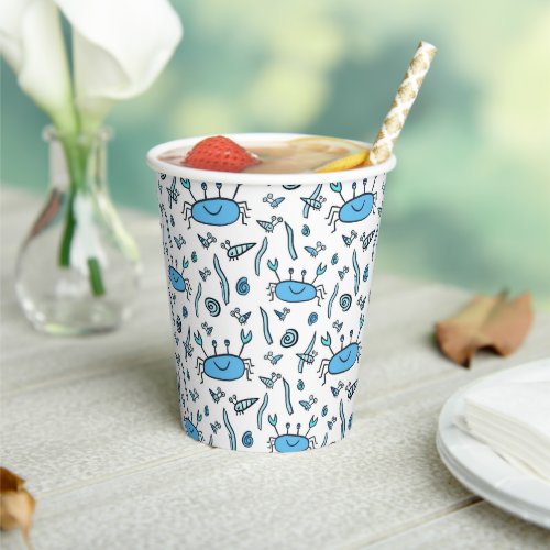 Blue Crab Sea Animals Pattern Kids Birthday  Paper Cups