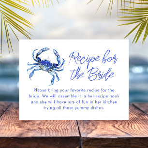 Blue Crab Seafood Beach Themed Recipe Request Enclosure Card
