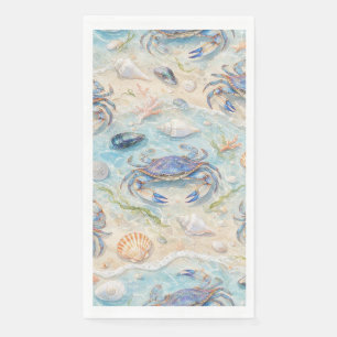 Blue Crab & Seashell Paper Guest Towels