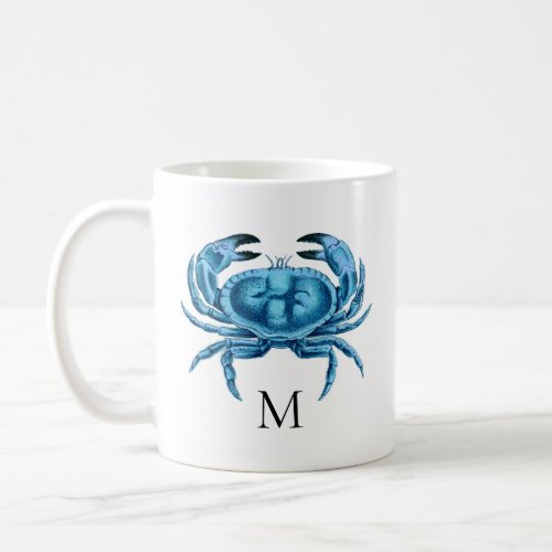 Blue Crab Seaside Monogram Coffee Mug