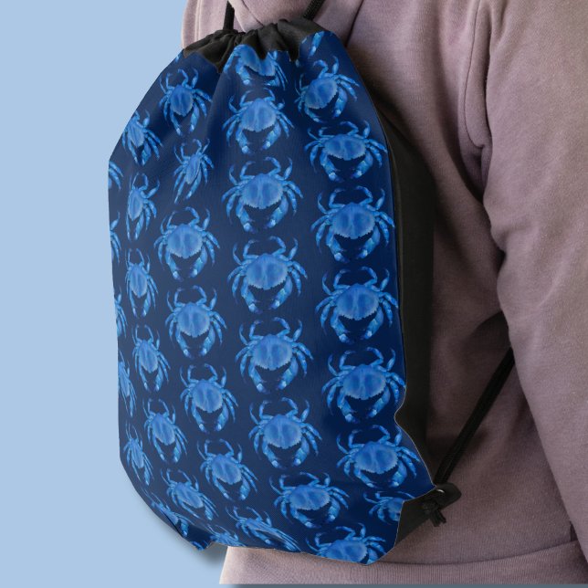 Blue Crab Seaside Ocean pattern Drawstring Bag (Blue crab crustacean pattern drawstring bag)