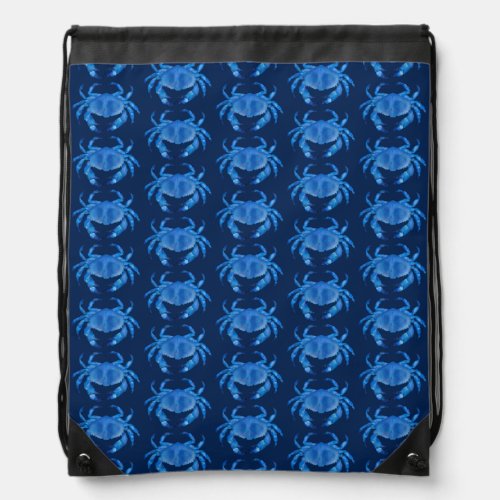 Blue Crab Seaside Ocean pattern Drawstring Bag