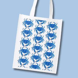 Blue Crab Seaside Ocean pattern Grocery Bag