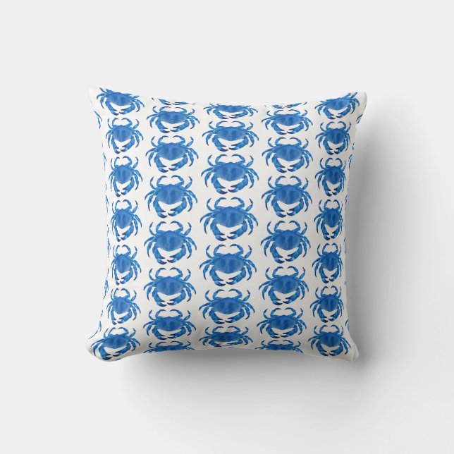 Blue Crab Seaside Ocean pattern Throw Pillow (Front)