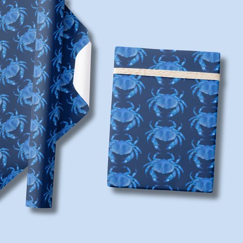 Blue Crab Seaside Ocean pattern Wrapping Paper