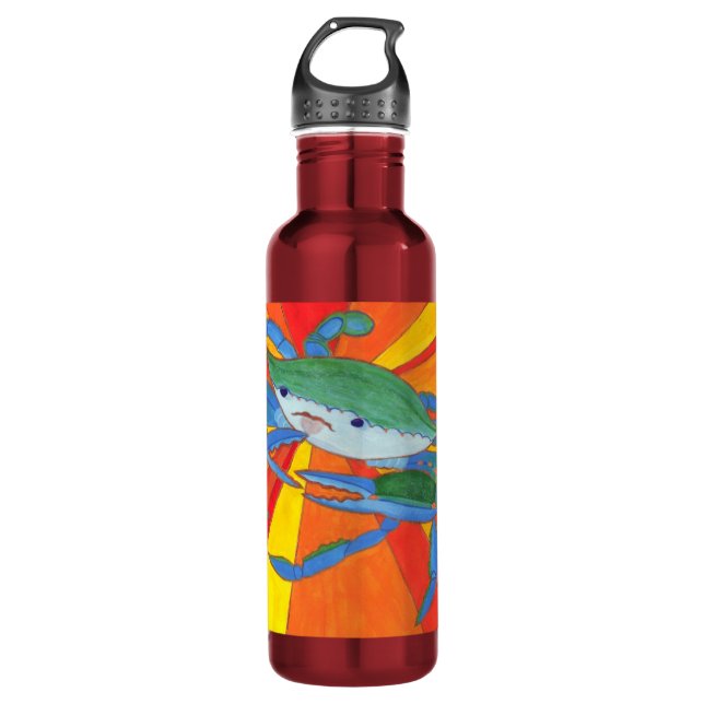 Blue Crab Stainless Steel Water Bottle (Front)