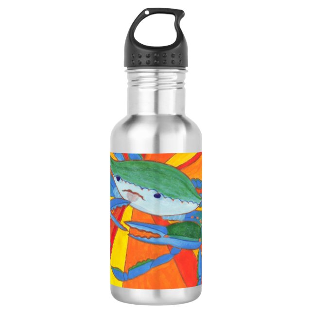 Blue Crab Stainless Steel Water Bottle (Front)