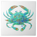 Blue Crab Tile<br><div class="desc">Straight from the bayou or the bay this colorful blue crab can decorate your table. Artwork copyright Tim Phelps</div>
