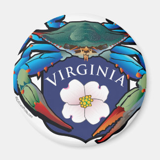 Blue Crab Virginia Dogwood Blossom Crest Magnet