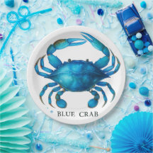 Blue Crab Watercolor Art - Coastal Sea Life
