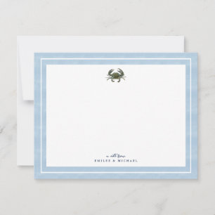 Blue Crab Watercolor Custom Stationery Note Card