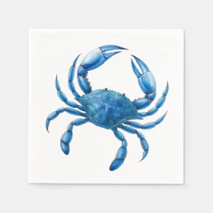 Blue Crab Watercolor Illustration - Ocean Sea Life Napkins