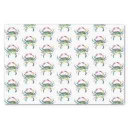 Blue Crab Watercolor Pattern Beach Tissue Paper