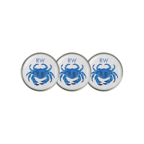Blue Crab Watercolor Personalized Golf Ball Marker
