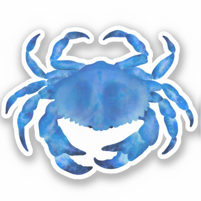 Blue Crab Watercolor Sticker (Front)