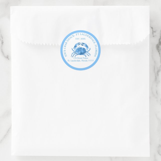 Blue Crab Watercolors illustration Classic Round Sticker (Bag)
