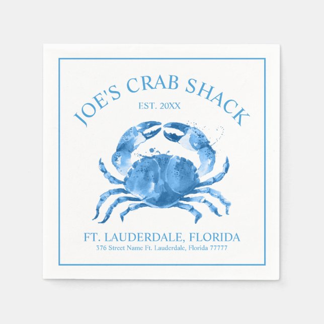 Blue Crab Watercolors illustration Napkins (Front)
