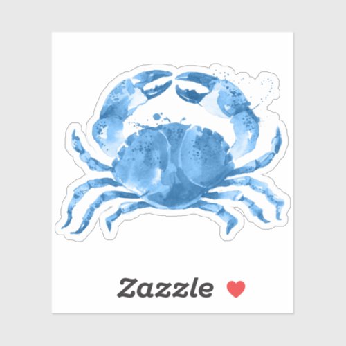 Blue crab watercolors illustration sticker