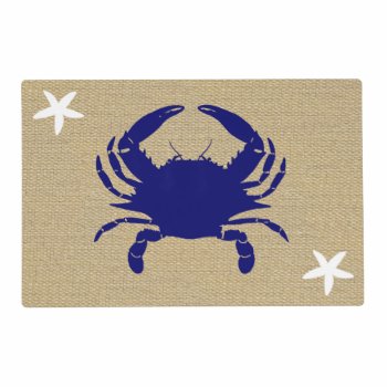 Blue Crab & White Starfish Nautical Beach "burlap" Placemat by Angharad13 at Zazzle