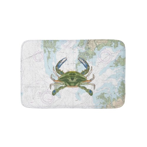 Blue Crab with Chesapeake Bay Nautical Chart Bath Mat