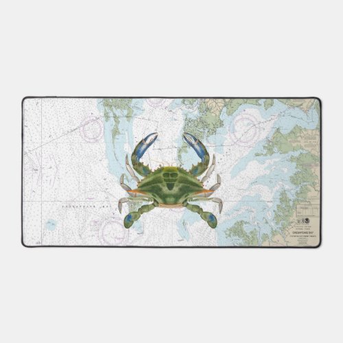 Blue Crab with Chesapeake Bay Nautical Chart Desk Mat