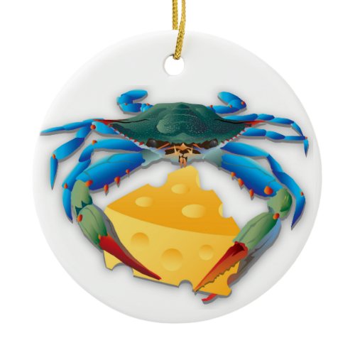 Blue Crab with Chesse Ceramic Ornament